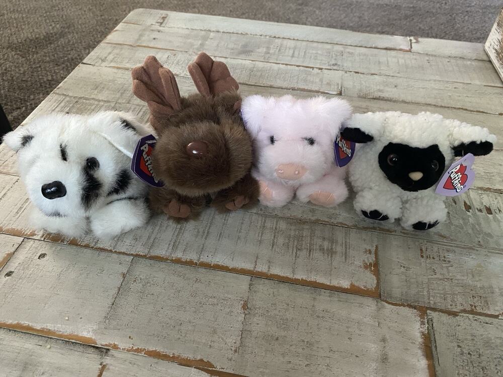 Lot Of 4 Vintage Puffkins w/Tags Cinder Gus Percy Lizzy 1997 Lamb Pig Moose Dog